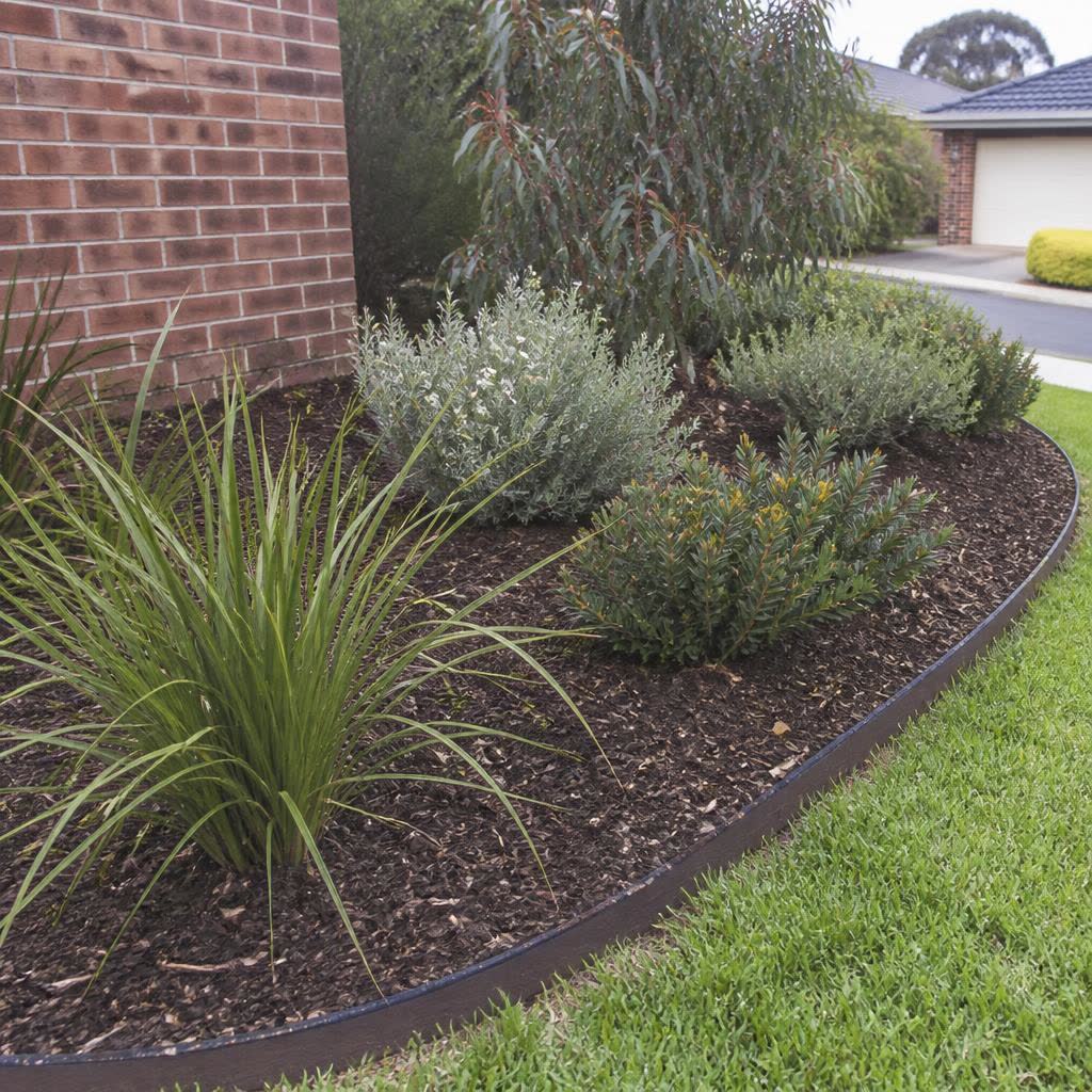 Manicured garden beds with mulch