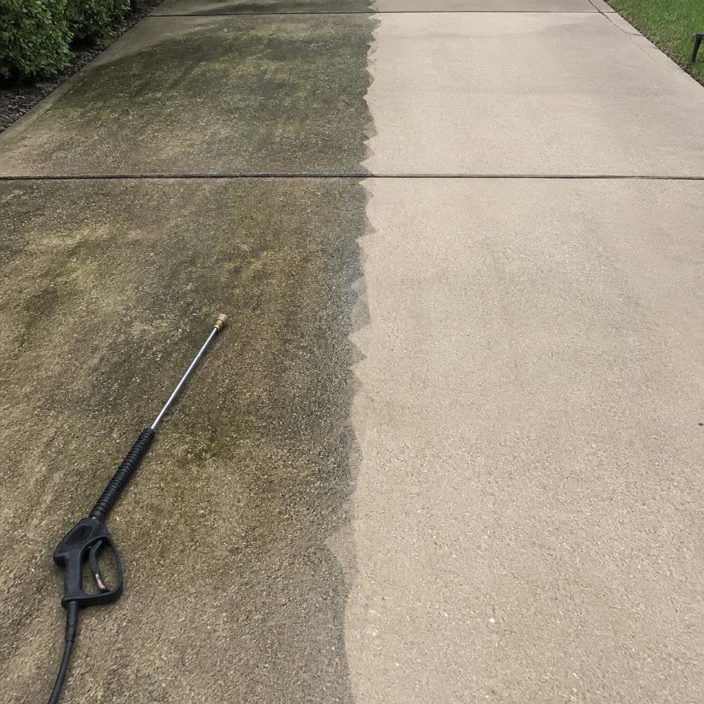 Pressure cleaning driveway
